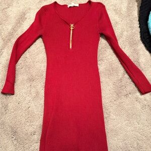 Chic Long Sleeve Red Dress